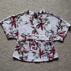 Worthington Floral Kimono Surplice Blouse